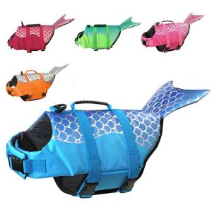 ペット 犬用ライフジャケット きらきら人魚姫 水泳救命胴衣 小型犬 中型犬 大型犬 猫用 救急服 水遊び用 運動用 犬 水泳必需品 犬の安全