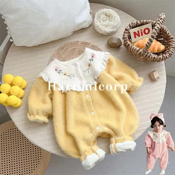 ロンパース 長袖 裏起毛 ベビー服 女の子 男の子 カバーオール キッズ もこもこ 防寒 暖かい 子...