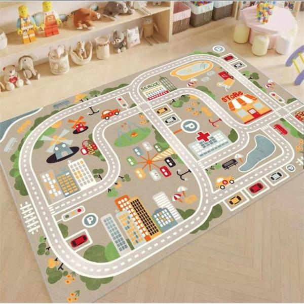 子供ゲームパッド 遊びマット 道路交通 カーペット プレイマット 線路 おもちゃ 子供部屋 ベット用...
