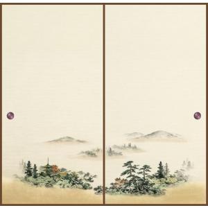 ふすま紙 2枚組 織物 糸入り 山水 松 三重塔 kc-101 襖紙 セット ホワイト 白 203cm×100cm 張り替え DIY 和室 高級感