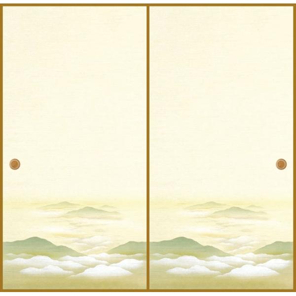 ふすま紙 1枚 織物 糸入り 丈夫 kc-103 襖紙 山 連峰柄 白 ホワイト 緑 グリーン 20...