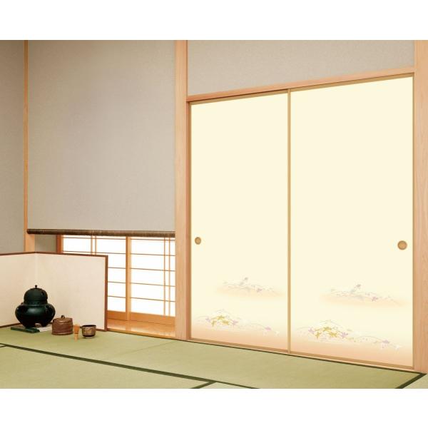 ksh-102(1枚柄)　新鳥の子(茶裏)ふすま紙,襖紙　白・クリーム色系花柄　203cm×96cm...