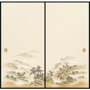 高級織物襖紙 伝統手加工襖絵 No．163 2枚組 （襖紙/ふすま紙