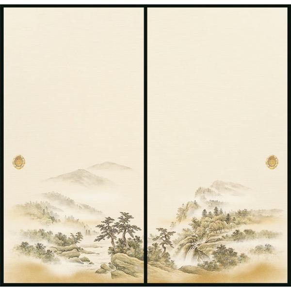 ふすま紙 2枚組 セット 織物 糸入り 丈夫 nis-814 襖紙 山水 松柄 白 ホワイト 203...