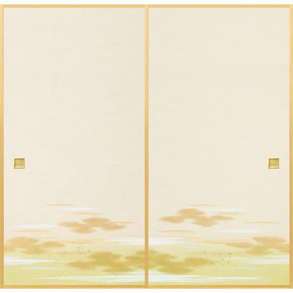 ふすま紙 2枚組 セット 織物 糸入り 丈夫 nis-821 襖紙 霞 雲柄 白 ホワイト 緑 グリ...