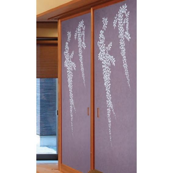 ふすま紙 和モダン 1枚 s-201 襖紙 藤の花 花柄 100cm×203cm 張り替え 和紙 お...