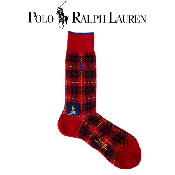 靴下 ロゴ メンズ POLO Ralph Lauren ポロ ラルフローレン 赤 レッド チェック ...