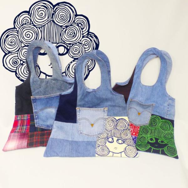 ScoLar スカラー 異素材MIXトートバッグ ユーズドデニム スカラーちゃん 異素材 パッチワー...