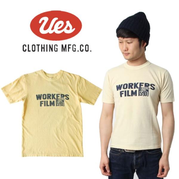 UES ウエス  WORKERS FILM  S/S Tee 半袖Ｔシャツ ロゴ アメカジ オーガニ...