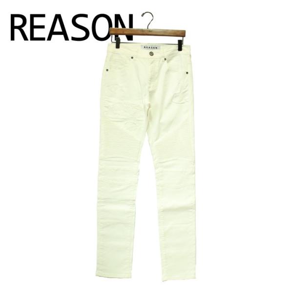 REASON リーズン　デニム　ジーンズ　ダメージ　加工　ホワイト　白　ストリート　ボトムス　メンズ
