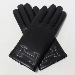 HERMES（エルメス） メンズ手袋 クルー・ド・セル II ブラック ディア