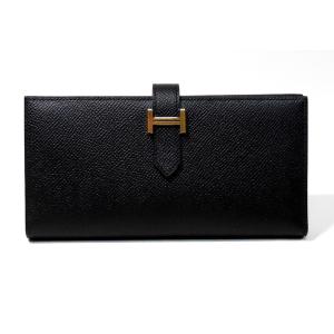 エルメス 長財布 ベアン・スフレ ブラック ゴールド金具 エプソン HERMES PORTEFEUILLE BEARN SOUFFLET VEAU EPSOM H039785CC 89 NOIR｜mitoyo