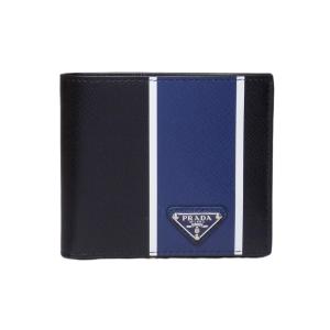 PRADA プラダ メンズ 長財布 ネイビーブルー＋グレー サフィアーノ