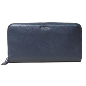 PRADA プラダ メンズ 長財布 ネイビーブルー＋グレー サフィアーノ