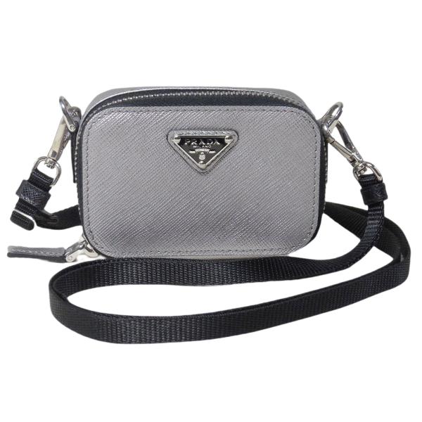 プラダ ネックストラップ付ポーチ 財布 シルバー サフィアーノ 2TT105_2AHF_F0135 ...