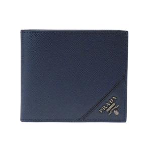 PRADA プラダ メンズ 長財布 ネイビーブルー＋グレー サフィアーノ