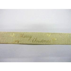 メリー クリスマス リボン 24ミリ 幅,カラー：金 ,クリスマス付属品,クリスマス飾り,クリスマスツリー,クリスマス小物作り