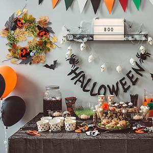 SyajinJpan_JP ハロウィン リース 花輪 35cm 飾り台 造花ドアリース 収穫シーズン いたずら 悪魔 頭蓋骨 ドライフラワー インテリ