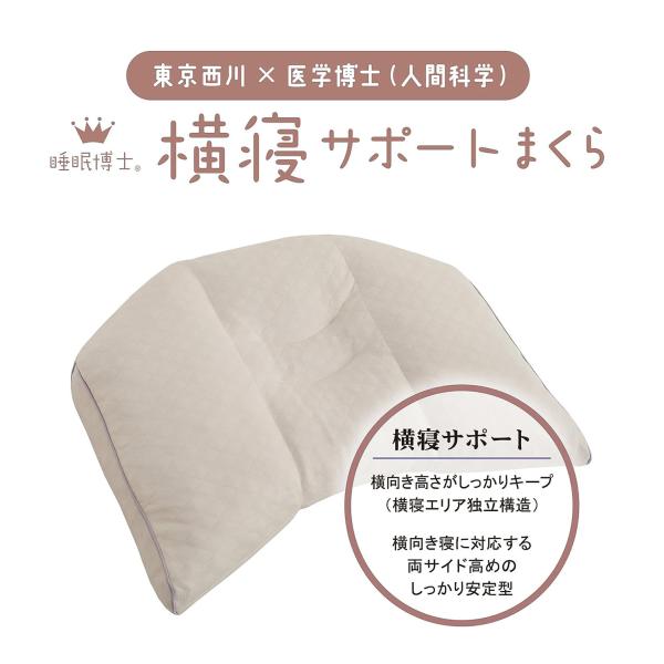 西川 横寝サポート まくら 医学博士 睡眠博士 パイプ 頸椎安定 高さ調節 肩こり 首こり 人間工学...