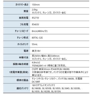 マキタ ハンディ チェーンソー 18V 充電式...の詳細画像1