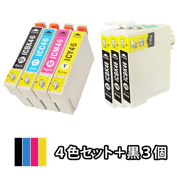４色セット＋黒３本 エプソン EPSON 互換インク IC4CL46 PX-101 PX-401A ...