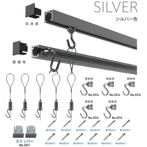 ピクチャーレール　セット.後付け.C-11型ピクチャーレールセット300cm(シルバー）