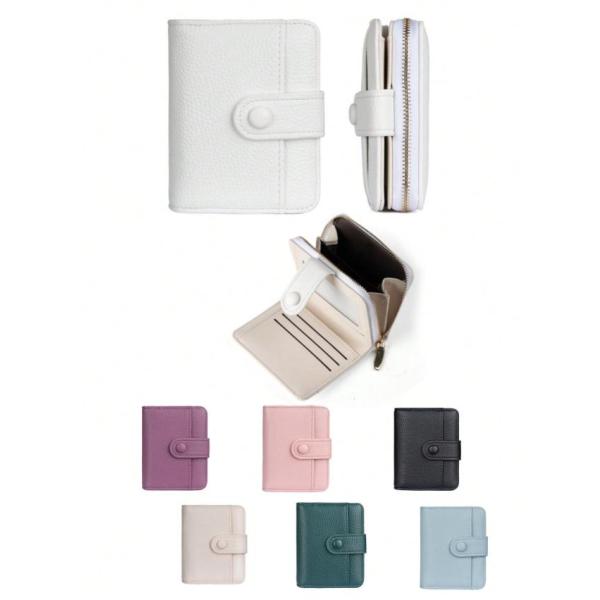 新作 レディース 短財布 ファッション ミニマリスト 無地 リッチ調 カードホルダー マルチカードス...