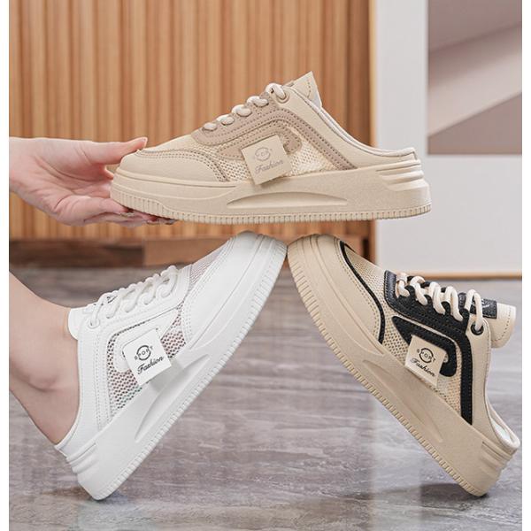 厚底スニーカー かかとなし サンダル レディース スリッポン ヒール 通気 履きやすい 婦人靴 サン...