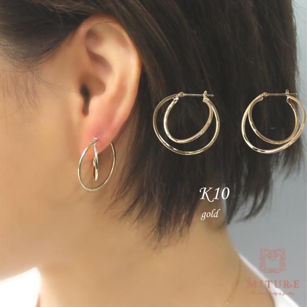 フープ ピアス k10 レディース 金属アレルギー 中折れ 輪っか 人気 シンプル おしゃれ プレゼ...