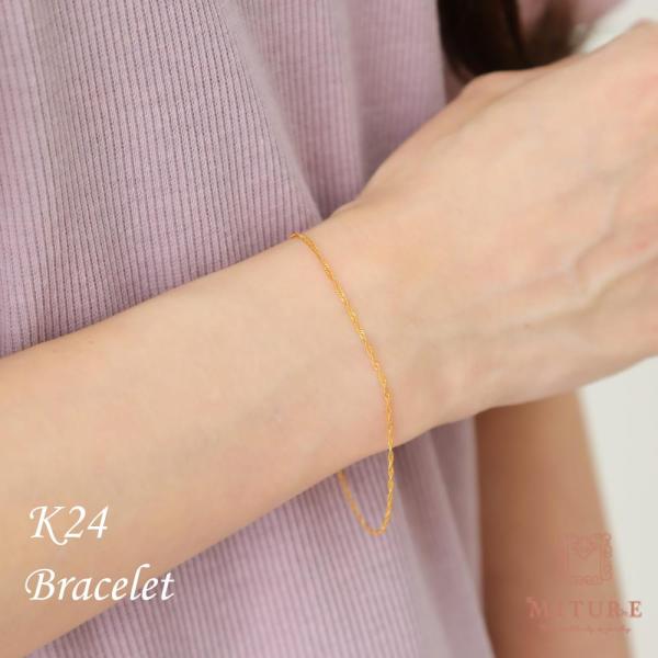 24金 ブレスレット 純金 レディース k24 チェーン ゴールド スクリュー シンプル 人気 普段...