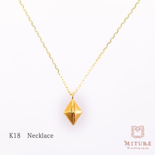 ネックレス レディース シンプル　シンプルコーデ K18 18Kイエローゴールド  ひし形 ダイヤ ...