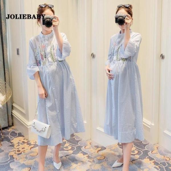 授乳服 マタニティ 服 シャツワンピース お宮参り 長袖 妊婦服 フォーマル お仕事 通勤 ワンピー...