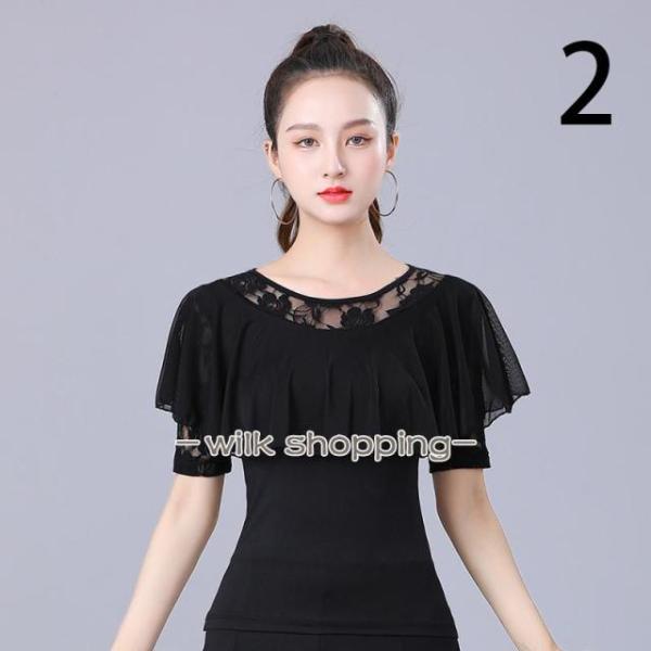 ラテンダンス トップス レディース 社交ダンス 日常着 ダンスTシャツ モダンダンス レッスン着 練...