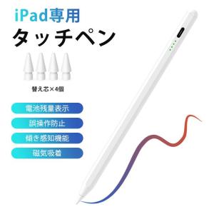 iPad タッチペン ipad専用 第10世代 残量表示 傾き感知 アイパッド ペンシル極細 スタイラスペン パームリジェクション 超高感度 イラスト 爆買