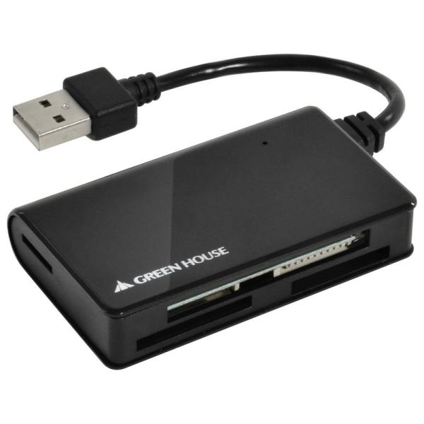 グリーンハウス SDXC対応USB2.0カードリーダ/ライタ ブラック GH-CRM1A-BK