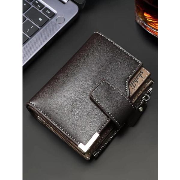 レターディテール 小型 折りたたみ財布クレジットカード 小型IDウィンドウ ジップ メンズ財布 父の...