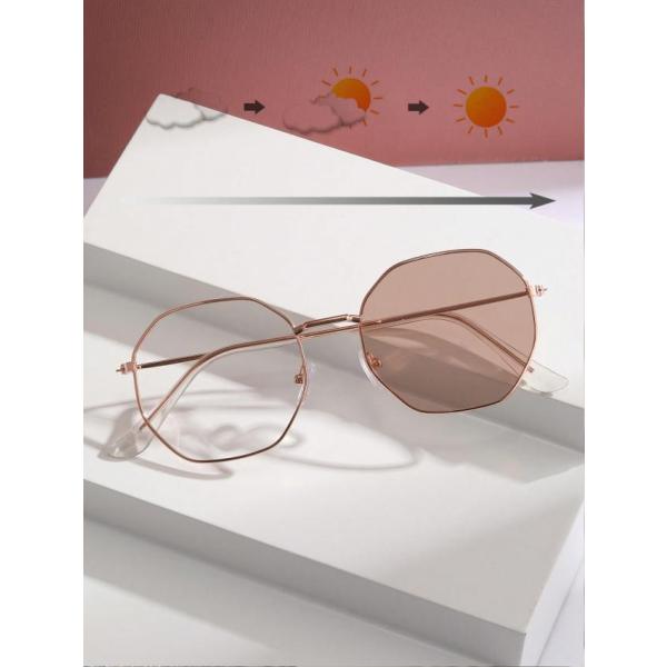 カラーチェンジ ビンテージジオメトリック メタルフレームファッショングラス、ユニセックス ファッショ...