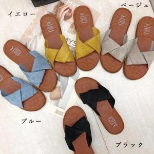 ぺたんこサンダル レディース フラット クロス...の詳細画像5