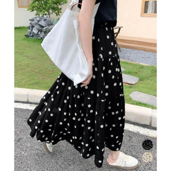 ドット柄ティアードスカートフレアスカート【ゆうパケット】