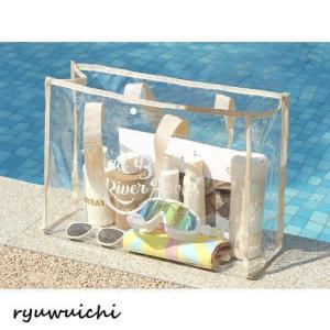 ビーチバッグ 透明 プールバッグ 軽量 バッグ...の詳細画像3