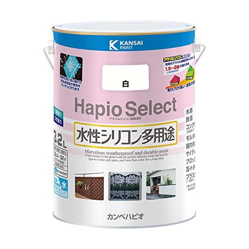 カンペハピオKanpe Hapio ペンキ 塗料 水性 つやあり 白 3.2L 水性シリコン多用途 ...