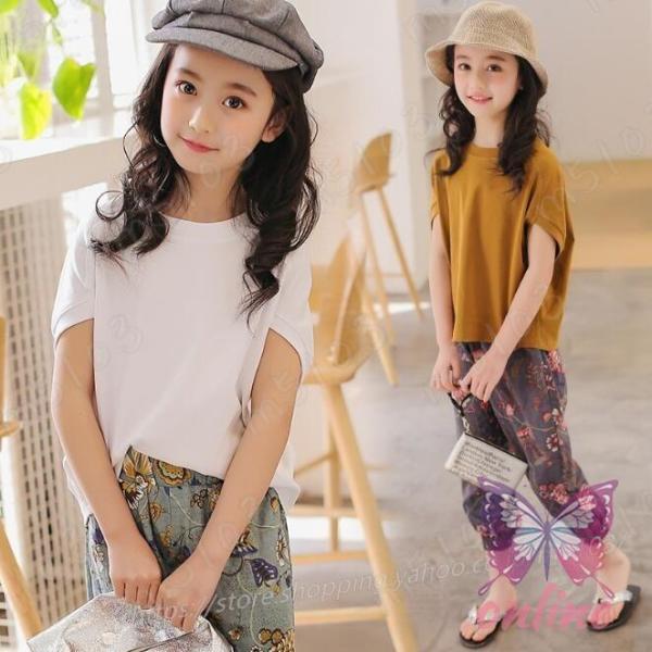 韓国子供服◇春夏着 女の子 大 ２点セット半袖 復古風Tシャツ＆ハーフパンツキッズ レジャーセットア...