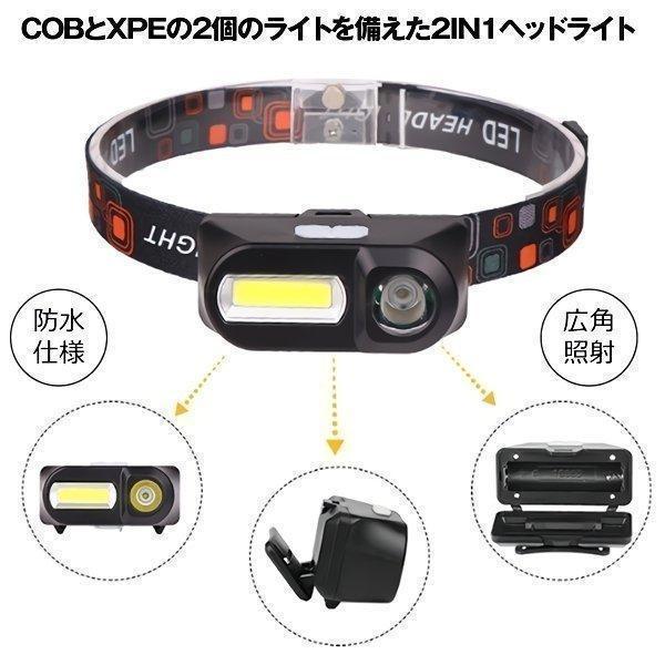ヘッドライト 充電式 2IN1 超強力 LED ヘッドランプ 釣り 登山 アウトドア キャンプ CO...