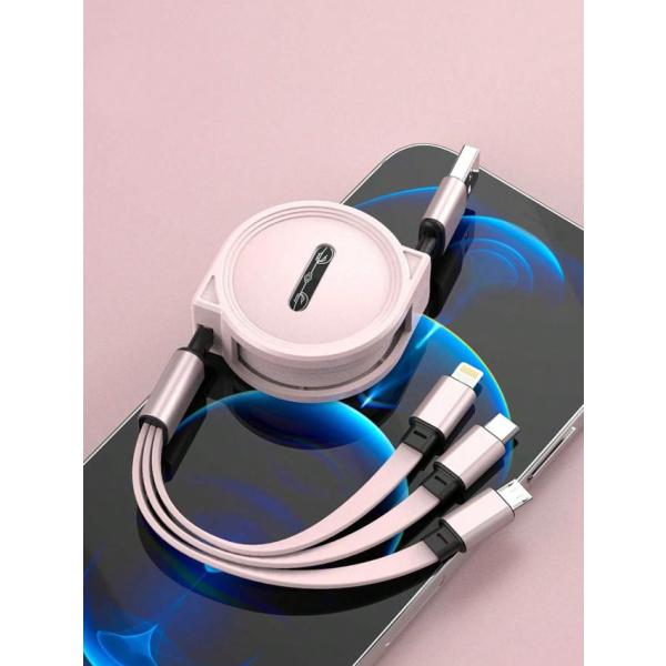 3in1 1m 急速充電ケーブル  伸縮式 1対3ケーブル、TPE充電データラインVivo/OPPO...