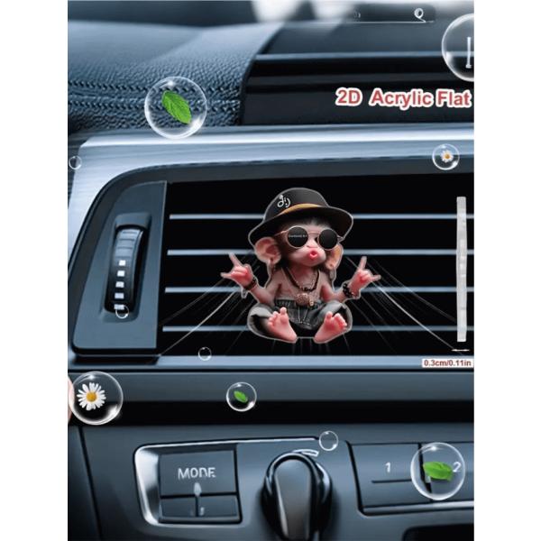 2Dフラット、1個かわいいヒップホップ風モンキー 2Dフラットカーエアベントクリップ エアフレッシュ...