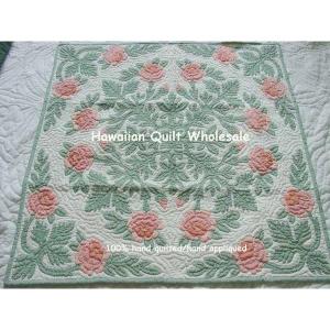 ハワイアンキルト タペストリー 105cm ピカケチューブローズ マリン