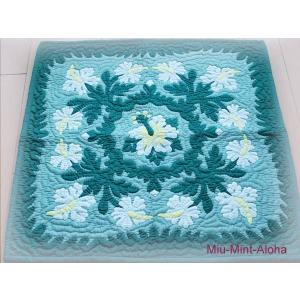 ハワイアンキルト タペストリー 105cm モンステラウィズボーダー モス