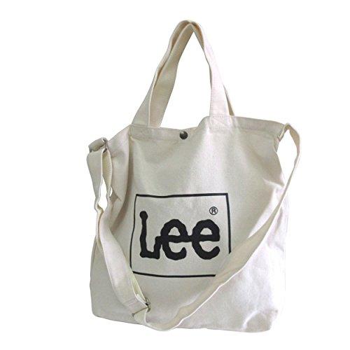 [リー] トート ショルダー バッグ ２way キャンバス 帆布 ロゴ ホワイト