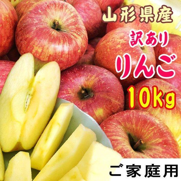 訳あり りんご サンふじ 10kg 送料無料 山形県産 無選別 26~55玉 [ご家庭用りんご１０キ...
