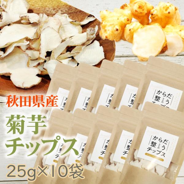 菊芋チップス 250g (25g×10袋) 秋田県産 きくいも 無添加 送料無料 [菊芋チップス１０...
